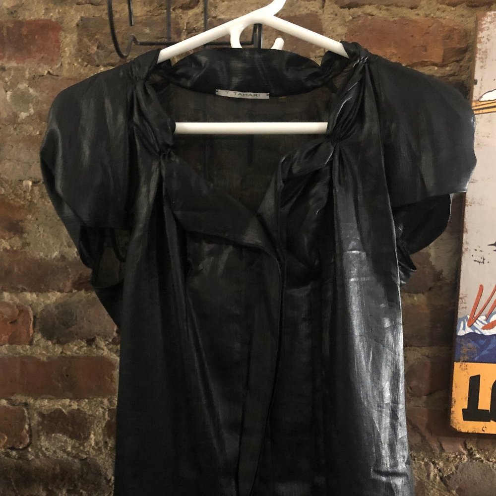 T Tahari sheer draping blouse(XS)